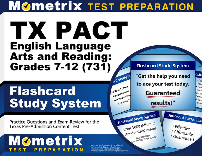 TX PACT English Language Arts and Reading: Grades 7-12 (731) Flashcard Study System